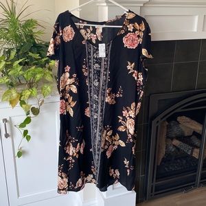 Floral Flutter Sleeve Mini Shift Dress